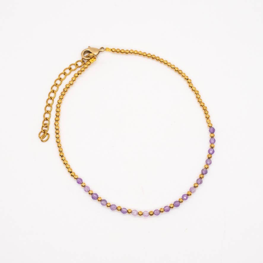 Simple Faceted Stone Anklet - Recetas Fair Trade
