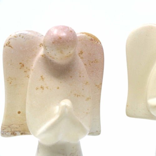 Soapstone Angel Sculpture, Natural Stone - Recetas Fair Trade
