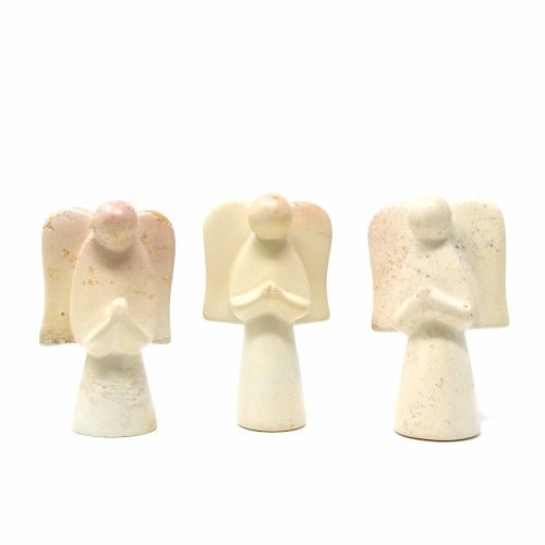 Soapstone Angel Sculpture, Natural Stone - Recetas Fair Trade