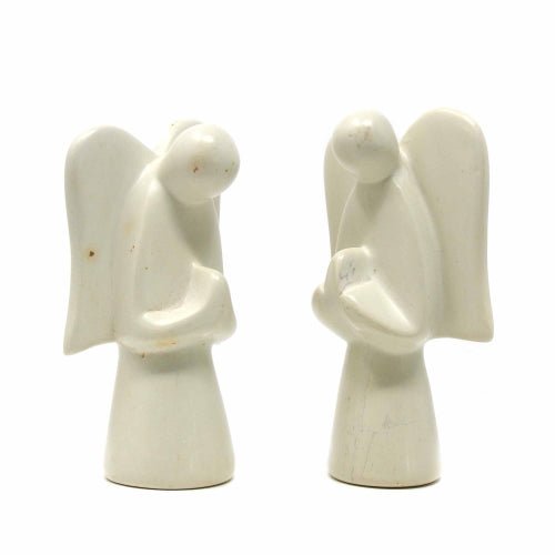 Soapstone Angel Sculpture, Natural Stone - Recetas Fair Trade