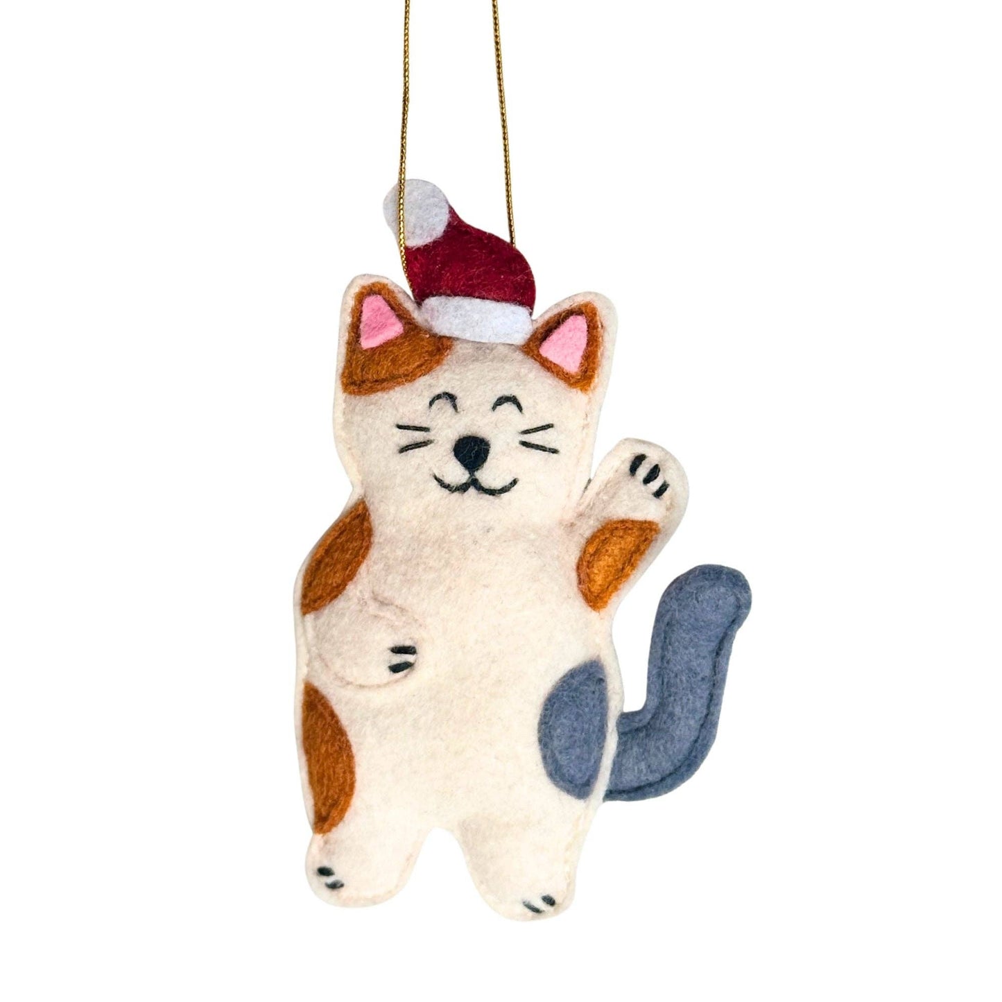 Stealing Santa Hat Cat Ornament - Recetas Fair Trade