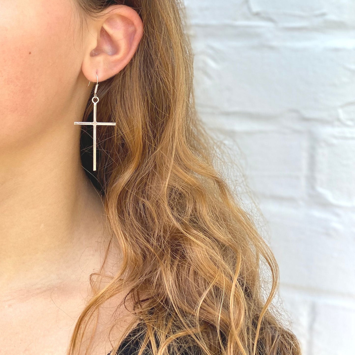 Sterling Silver Cross Drop Earrings - Recetas Fair Trade