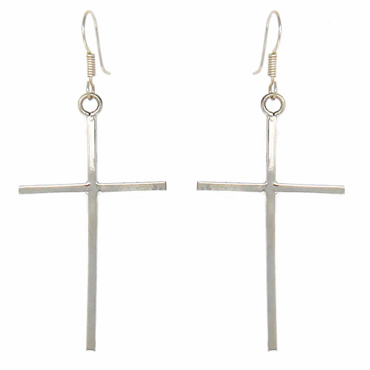 Sterling Silver Cross Drop Earrings - Recetas Fair Trade