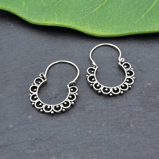 Sterling Silver Decorated Circle Earring - Recetas Fair Trade