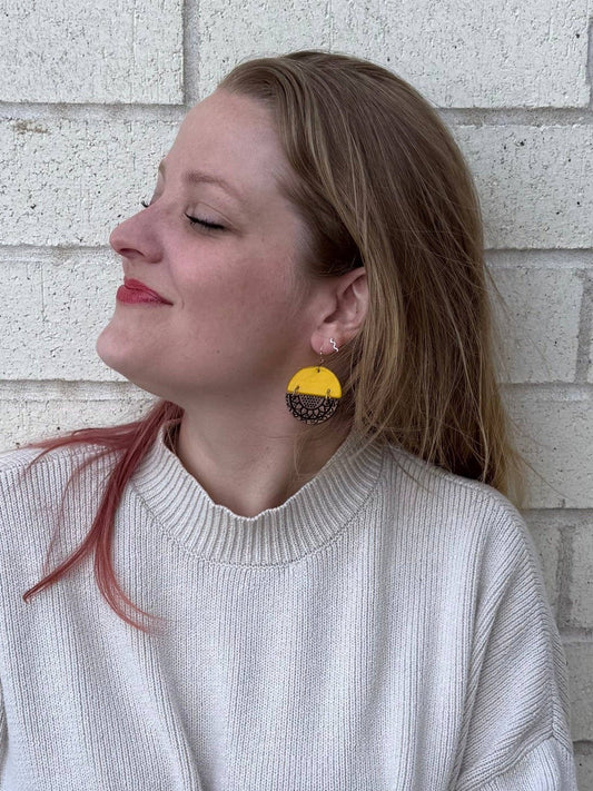 Sunflower Fields Mixed Material Earrings - Recetas Fair Trade