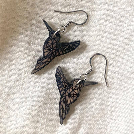 Tagua Hummingbird Drop Earrings - Recetas Fair Trade