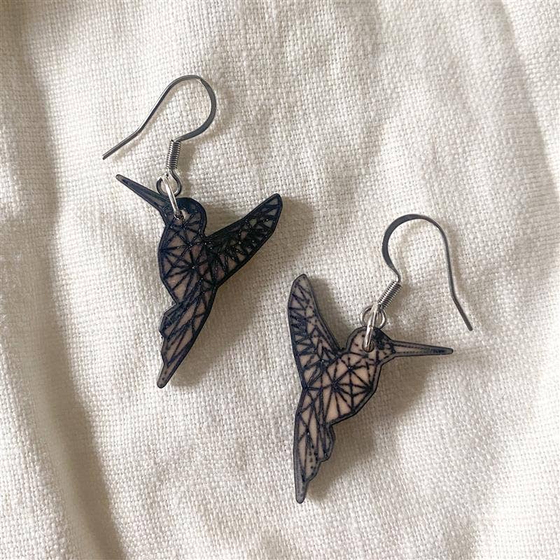 Tagua Hummingbird Drop Earrings - Recetas Fair Trade