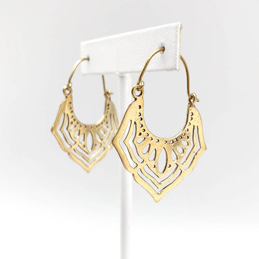 Tanvi Collection Earrings - Gold Openwork Petal - Recetas Fair Trade