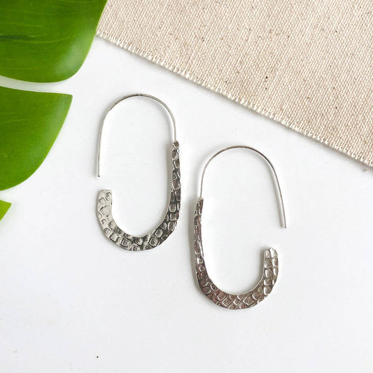 Textured Drop Earrings - Silver - Recetas Fair Trade
