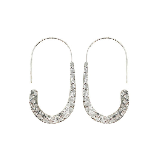 Textured Drop Earrings - Silver - Recetas Fair Trade