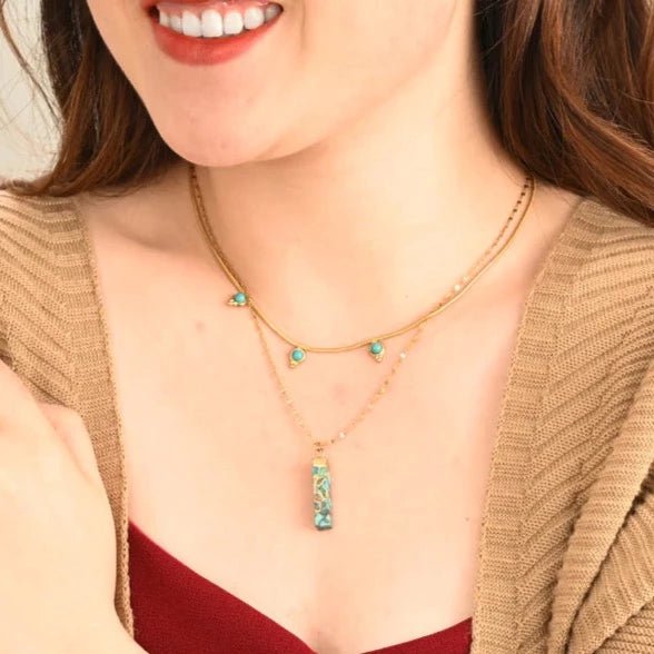 Trinity Turquoise Necklace - Recetas Fair Trade
