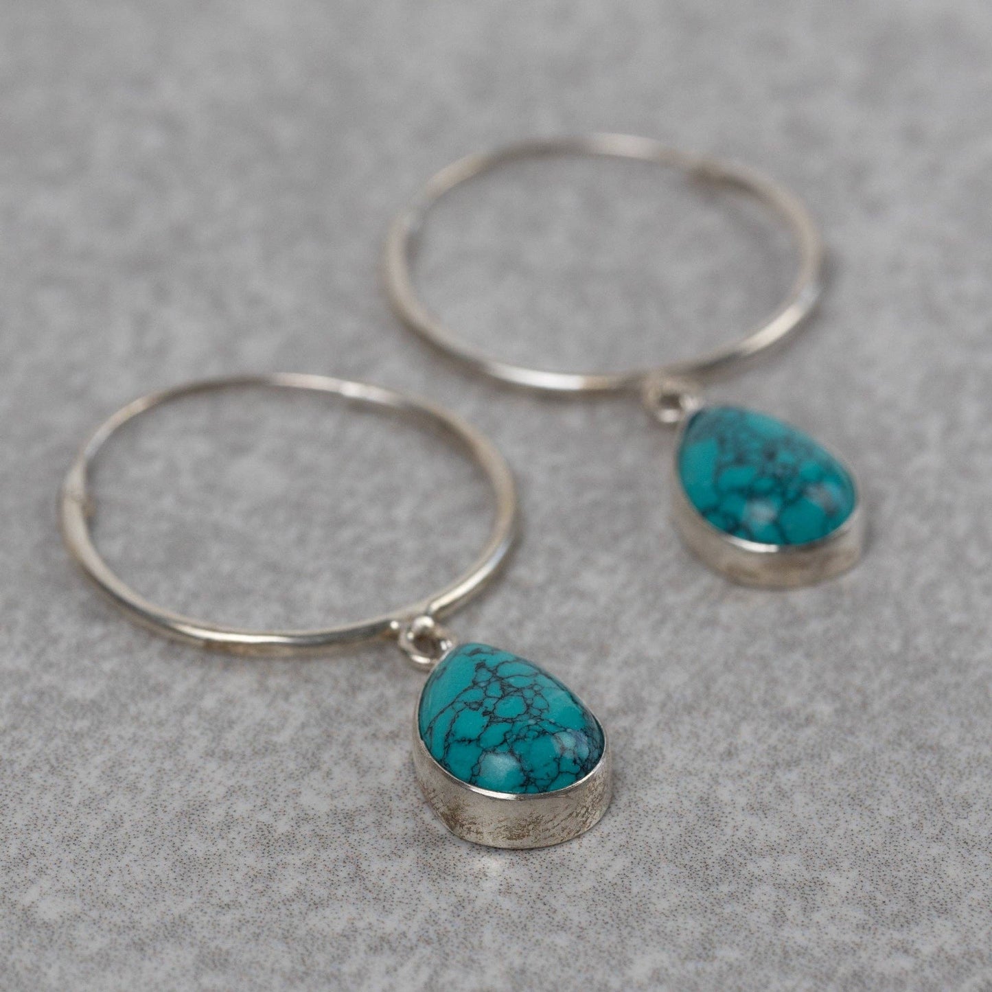 Turquoise Drop Hoop Earrings - Recetas Fair Trade