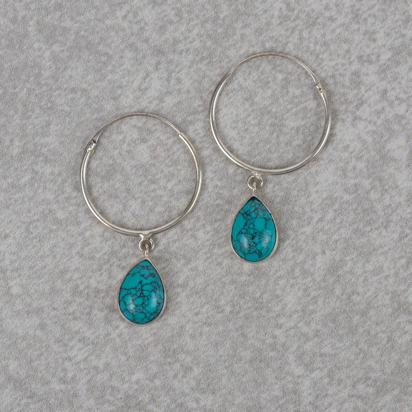 Turquoise Drop Hoop Earrings - Recetas Fair Trade