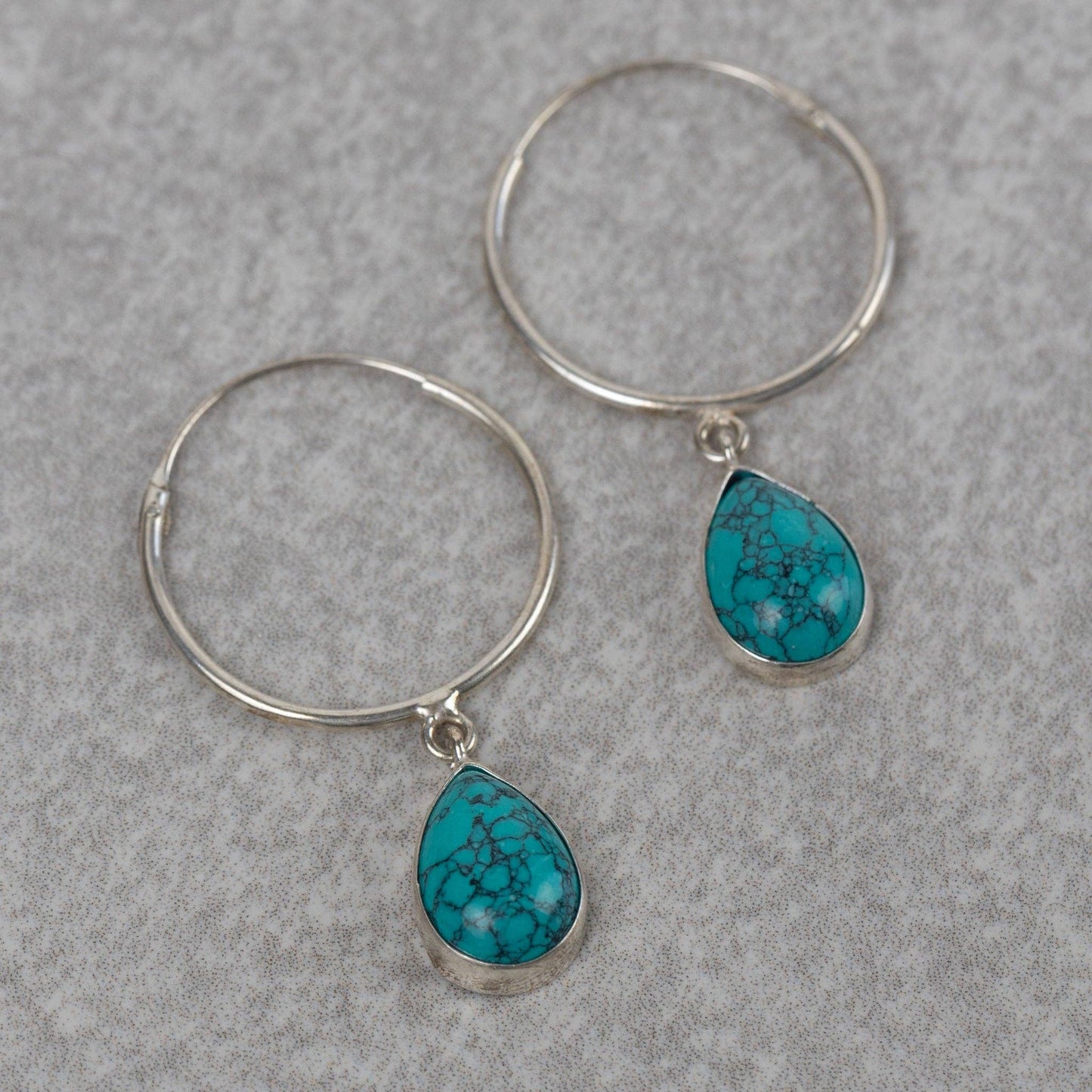 Turquoise Drop Hoop Earrings - Recetas Fair Trade