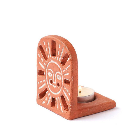 Vasanta Sunrise Tealight Candle Holder - Terracotta - Recetas Fair Trade