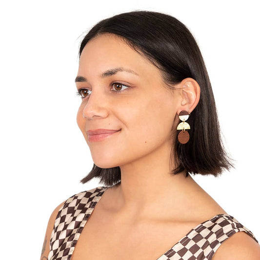 Wood Disc Stack Earrings - Recetas Fair Trade