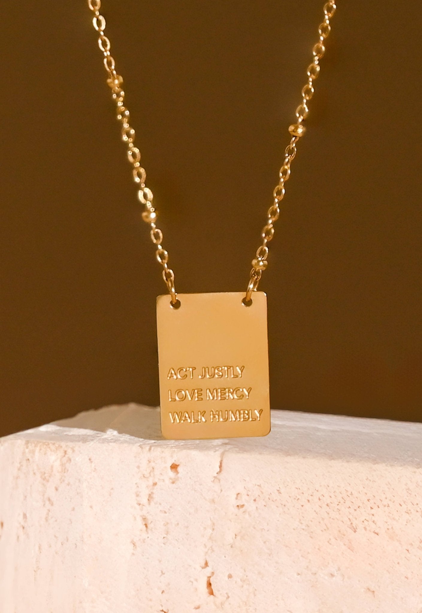 Act Justly Necklace in Gold - Recetas Fair Trade