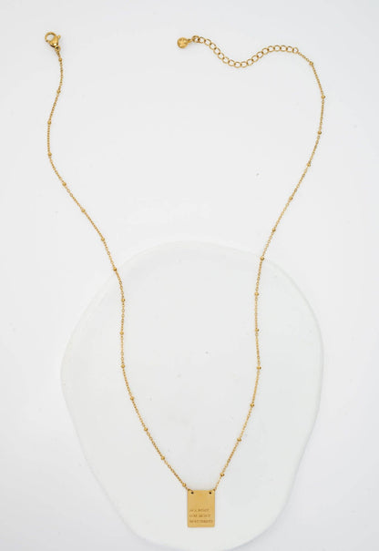 Act Justly Necklace in Gold - Recetas Fair Trade
