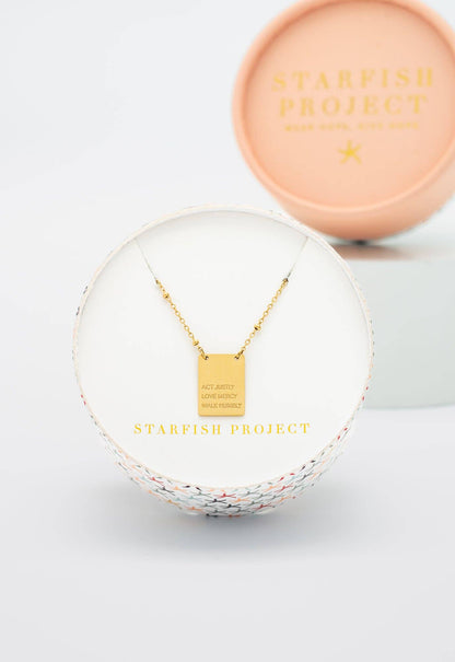 Act Justly Necklace in Gold - Recetas Fair Trade