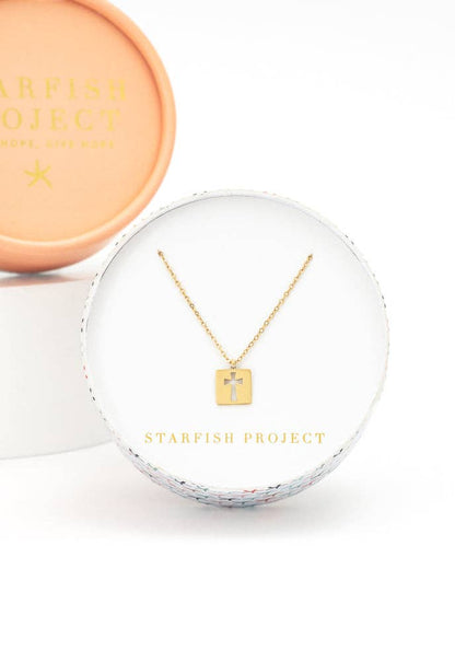 Axis Gold Cross Necklace - Recetas Fair Trade