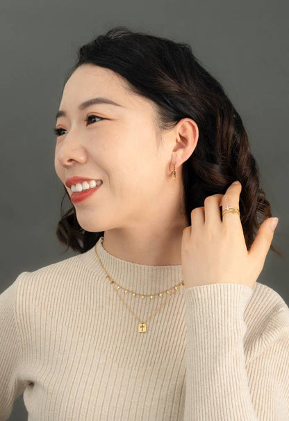 Axis Gold Cross Necklace - Recetas Fair Trade