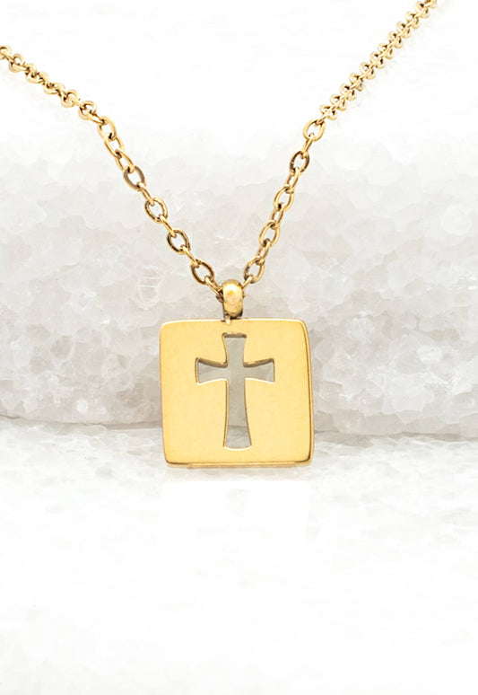 Axis Gold Cross Necklace - Recetas Fair Trade