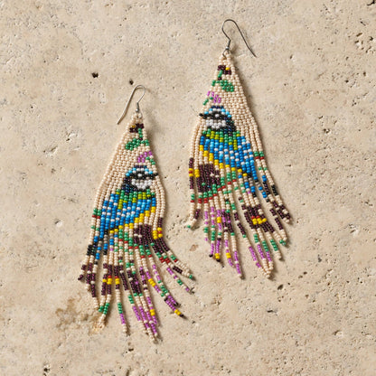 Beaded Bird Fringe Earrings - Recetas Fair Trade