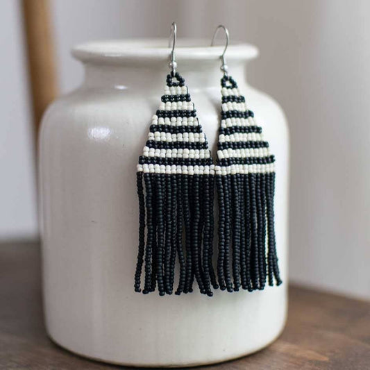 Beaded Fringe Earrings in Opuesta