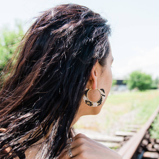 Black and White Fiesta Round Earrings - Recetas Fair Trade