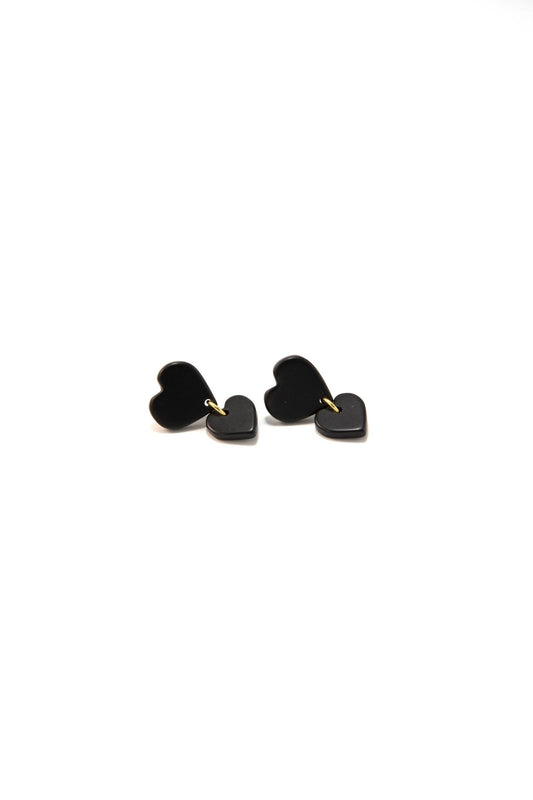 Black Heart Clay Earrings - Recetas Fair Trade