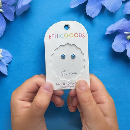 Blue Flowers Tiny Stud Earrings - Recetas Fair Trade
