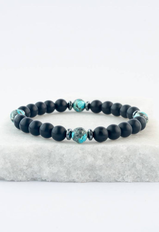 Blue Men's Emperor Stone Bracelet - Recetas Fair Trade