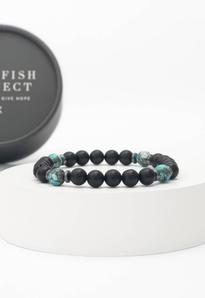 Blue Men's Emperor Stone Bracelet - Recetas Fair Trade