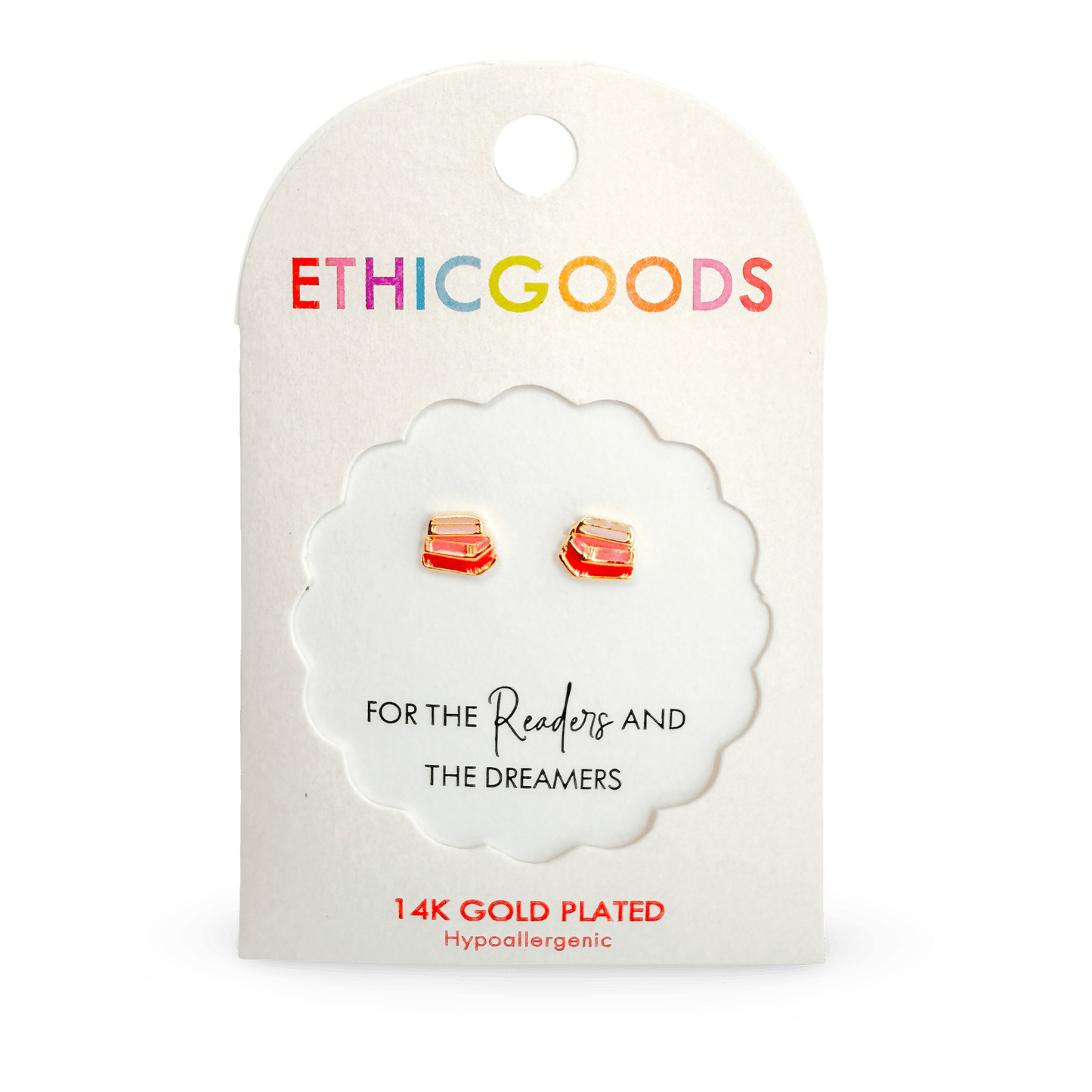 Books Tiny Stud Earrings - Recetas Fair Trade