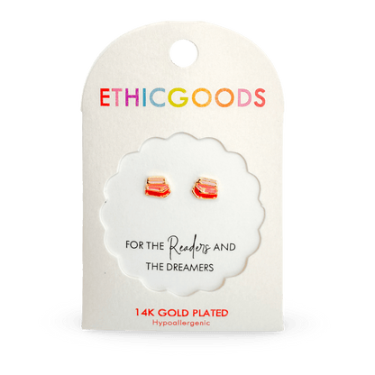 Books Tiny Stud Earrings - Recetas Fair Trade