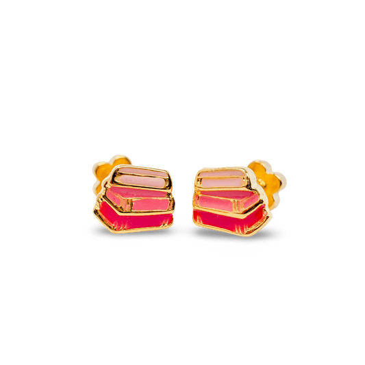 Books Tiny Stud Earrings - Recetas Fair Trade