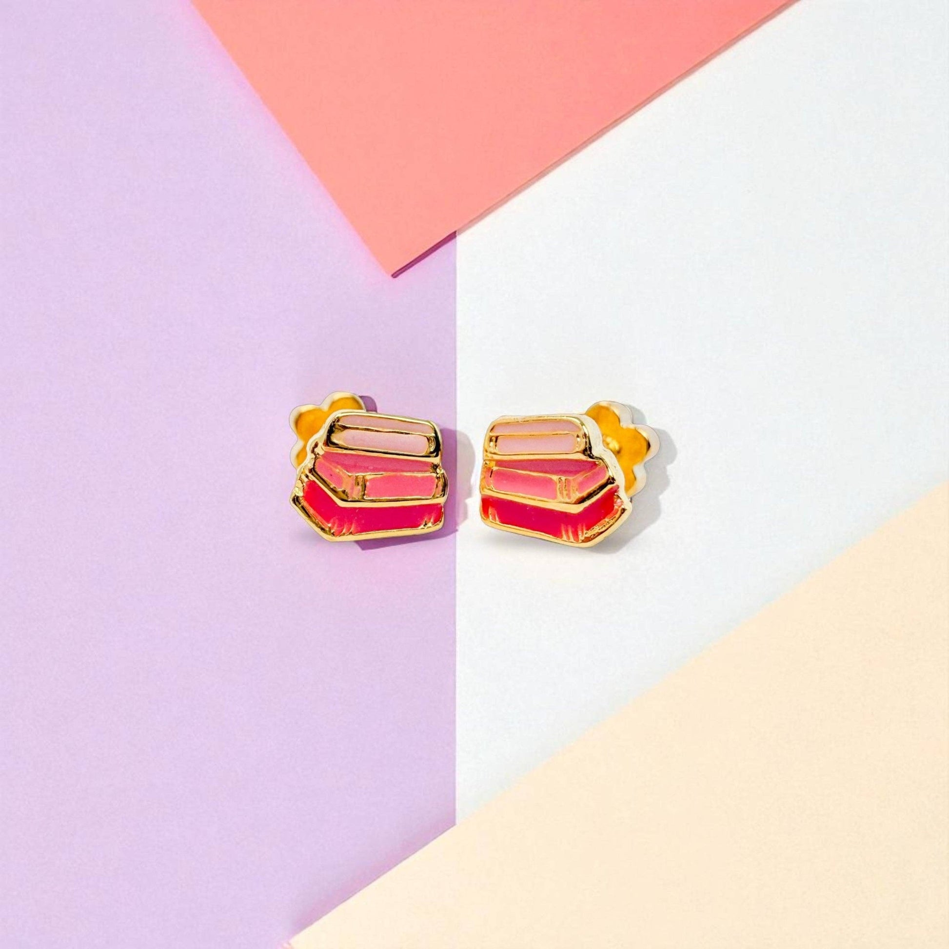 Books Tiny Stud Earrings - Recetas Fair Trade