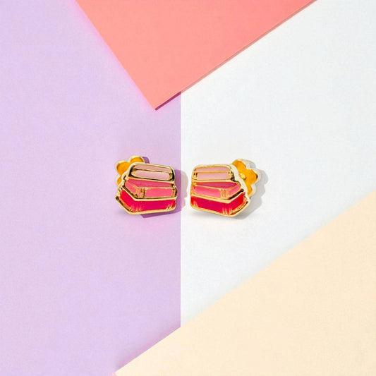 Books Tiny Stud Earrings - Recetas Fair Trade