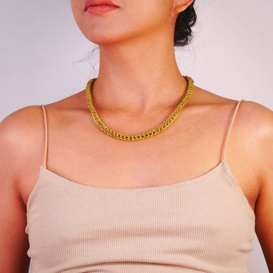 Braided Brass Chain Necklace - Recetas Fair Trade