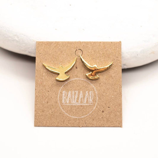 Brass Bird Stud Earring - Recetas Fair Trade