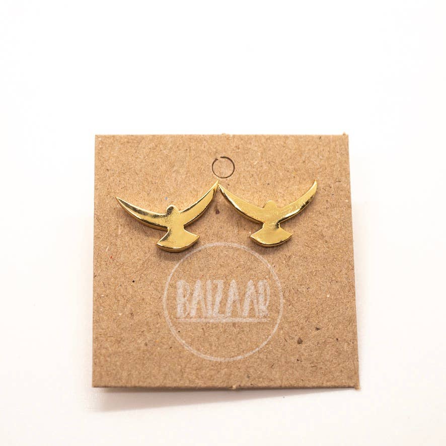 Brass Bird Stud Earring - Recetas Fair Trade