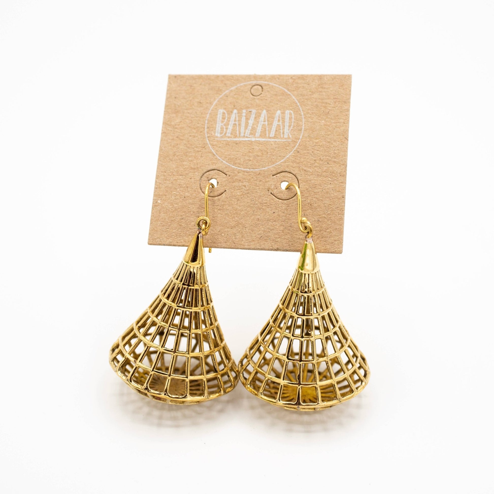 Brass Cage Earring  - Recetas Fair Trade