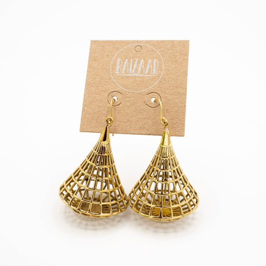 Brass Cage Earring  - Recetas Fair Trade
