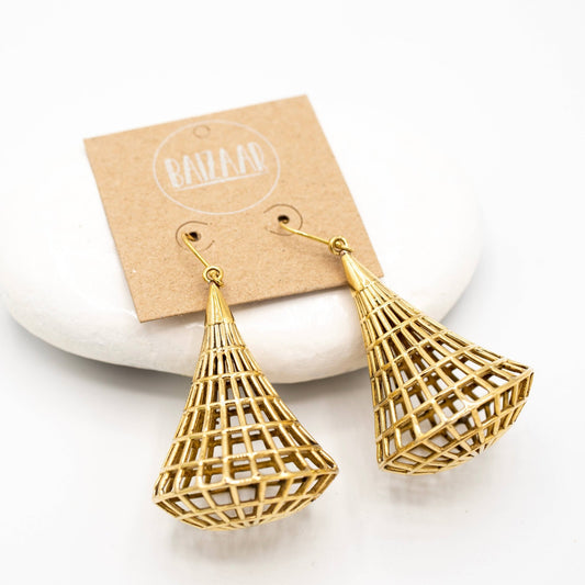 Brass Cage Earring  - Recetas Fair Trade