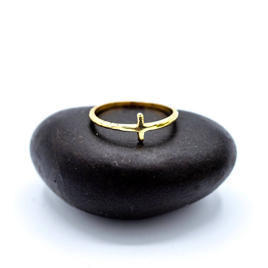 Brass Tiny Cross Ring  - Recetas Fair Trade