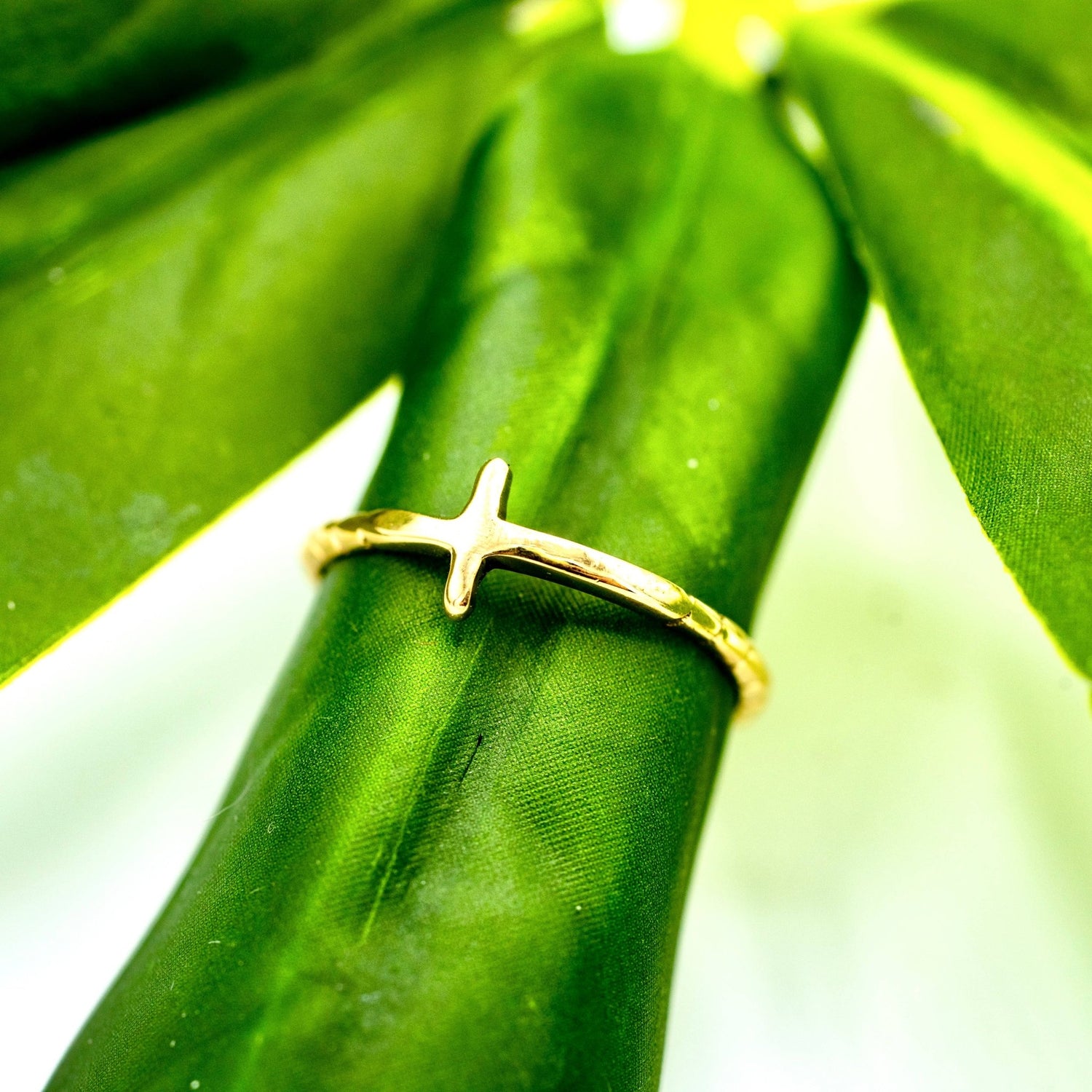 Brass Tiny Cross Ring  - Recetas Fair Trade