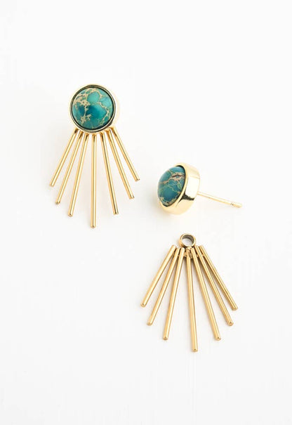 Caroline Emperor Stone Stud & Fringe Earrings - Recetas Fair Trade