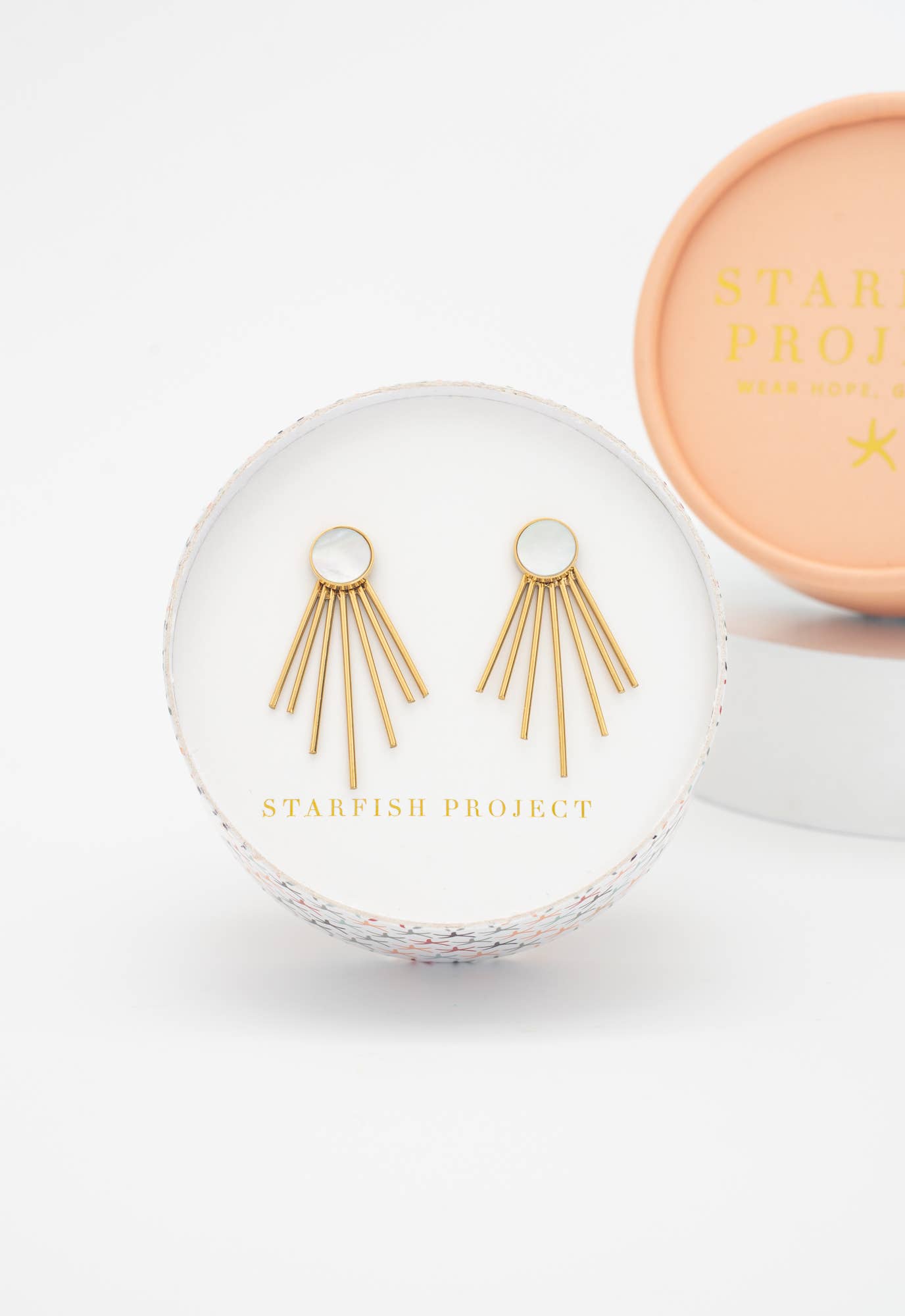Caroline Mother of Pearl Stud & Fringe Earrings - Recetas Fair Trade