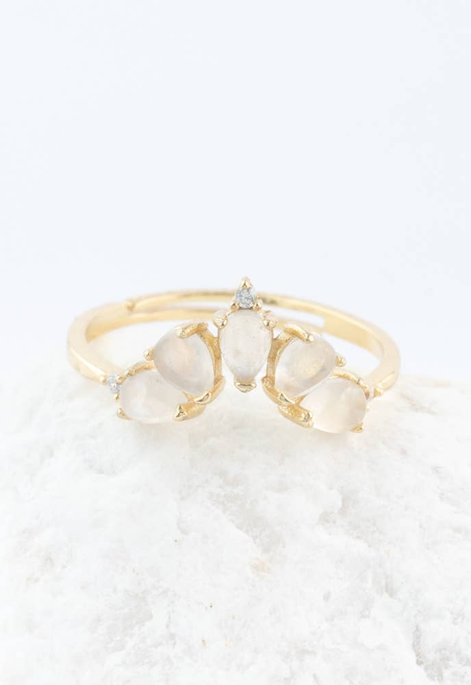 Celestial Moonstone Ring - Gold - Recetas Fair Trade