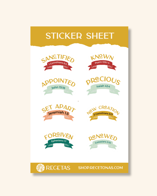 Christian Names Sticker Sheet - Yellow - Recetas Fair Trade